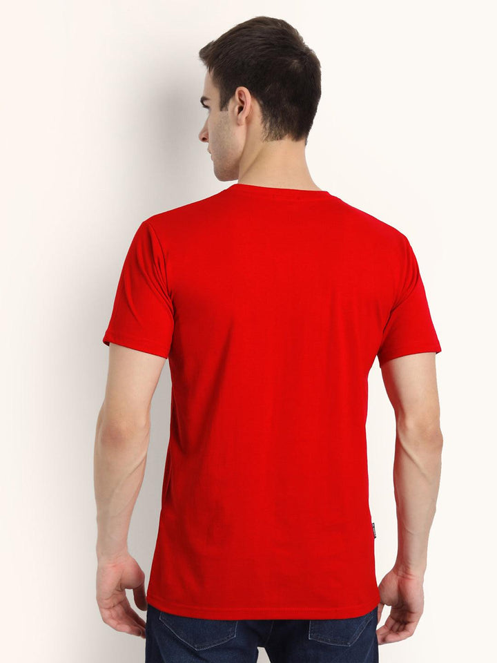 V Neck SHORT SLEEVE T SHIRT - Red - YK Clothing