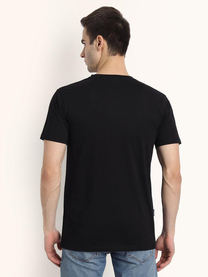V Neck SHORT SLEEVE T SHIRT - Black - YK Clothing